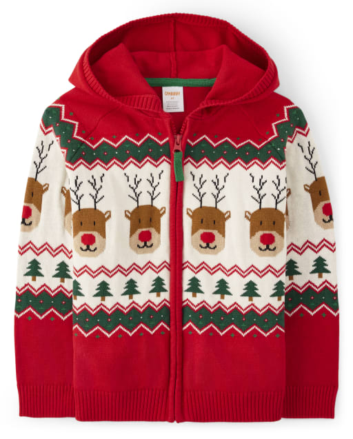 Gymboree, Shirts & Tops, Gymboree Zip Reindeer Holiday Sweater Boys Navy  Nordic Fair Isle Size