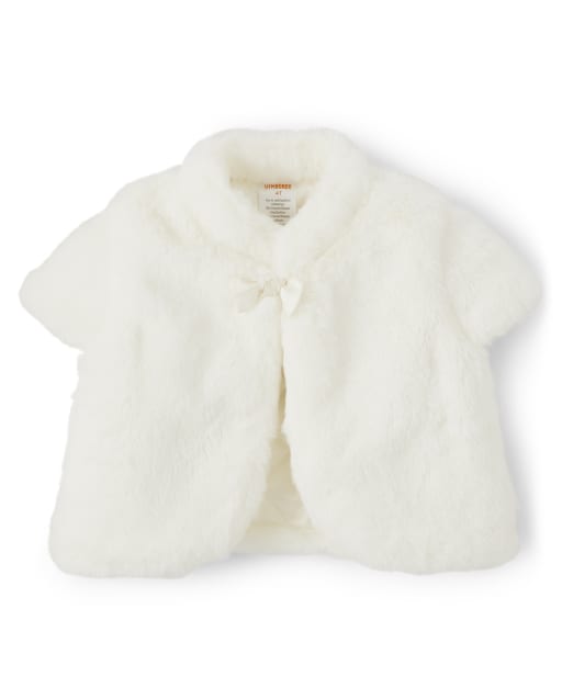 Girls Short Sleeve Faux Fur Shrug SNOW Gymboree CA