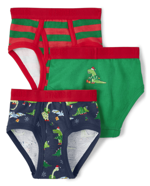 Boys Christmas Dino Briefs 3-Pack