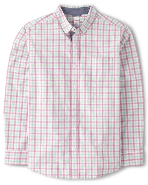 Mens Dad And Me Long Sleeve Plaid Poplin Woven Button Down Shirt - Time for Tea - PINK | Gymboree Mens Dad And Me Long Sleeve Plaid Poplin Woven Button Down Shirt - Time for Tea - PINK | Gymboree