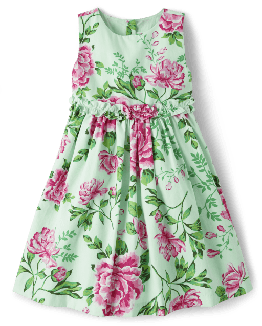 Girls Mommy And Me Sleeveless Floral Print Poplin Woven Dress - Time for  Tea