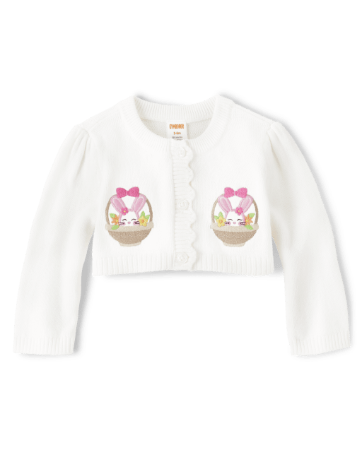 Baby Girls Long Sleeve Embroidered Bunny Cardigan Spring Celebrations