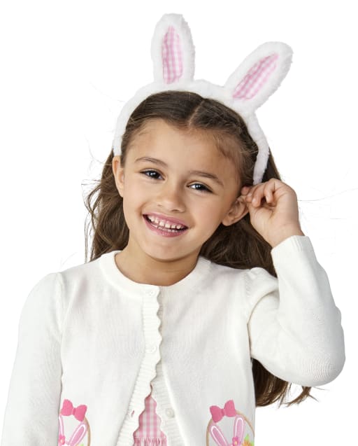 Girls Bunny Ears Headband - Spring Celebrations - WHITE  display picture 1