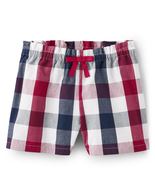 Girls Plaid Woven Paperbag Waist Shorts American Cutie BLUE Gymboree