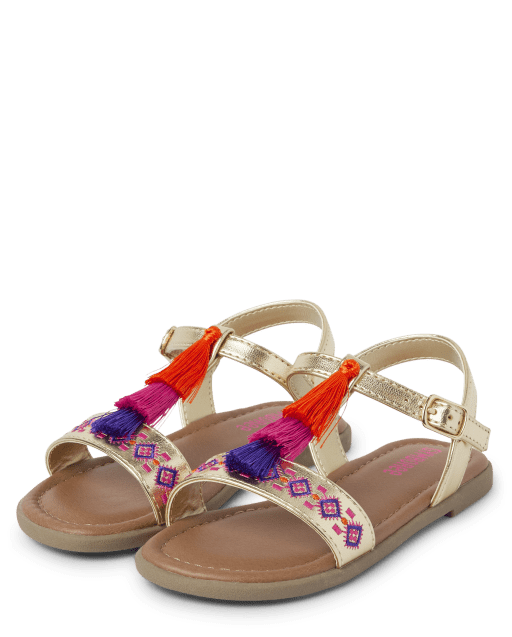 Sandals with tassels new arrivals and pom poms