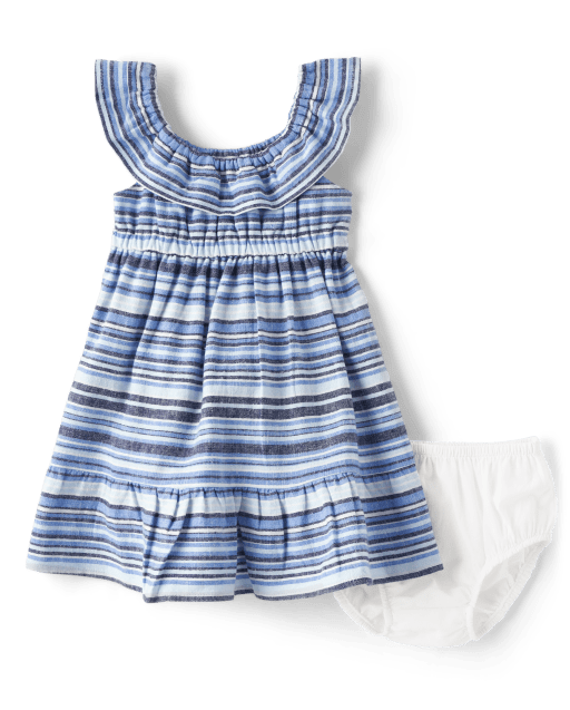Robe Bébé Fille GYMBOREE à Rayures Bleues - Taille 9-12 Mois - Sans Manches - Neuf Avec Étiquette (NWT)