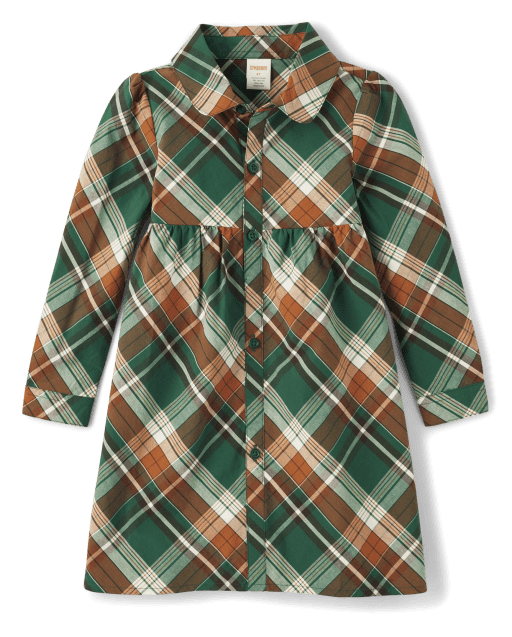slim fit dress slacks Maine Stretch Flannel Shirtdress - Mate Green Plaid - Size XL main image 1