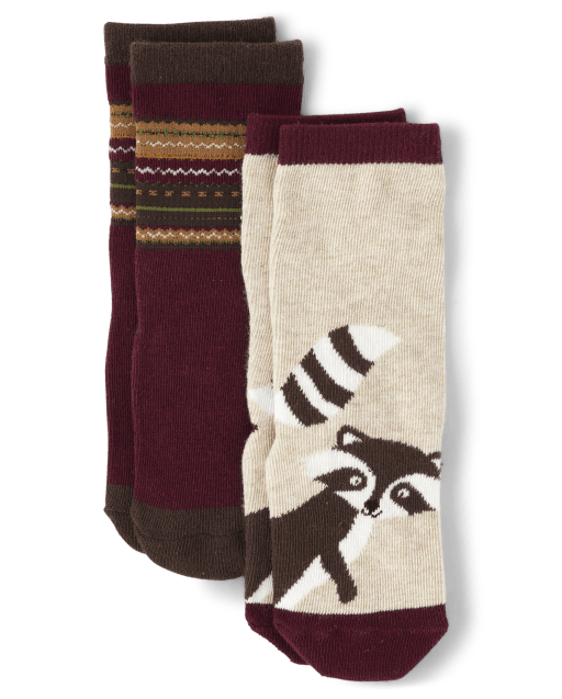 Boys Raccoon And Fairisle Crew Socks 2Pack Gymboree MULTI CLR