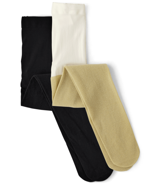 Girls Metallic Microfiber Tights 2 Pack Winter Wonderland BLACK Gymboree CA
