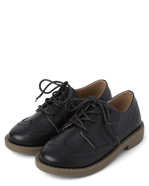 Boys Lace-Up Faux Leather Dress Shoes - BLACK | Gymboree