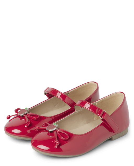 Girls Apple Bow Faux Patent Leather Ballet Flats - Apple Orchard - RED |  Gymboree