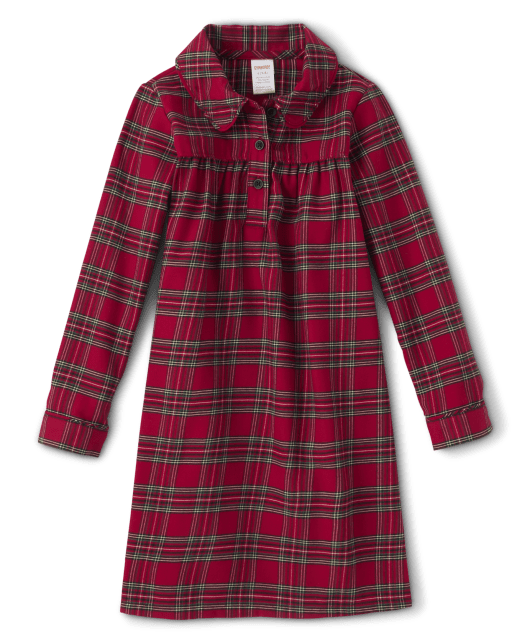 Girls Matching Family Christmas Long Sleeve Plaid Flannel Nightgown Gymmies MULTI CLR Gymboree CA