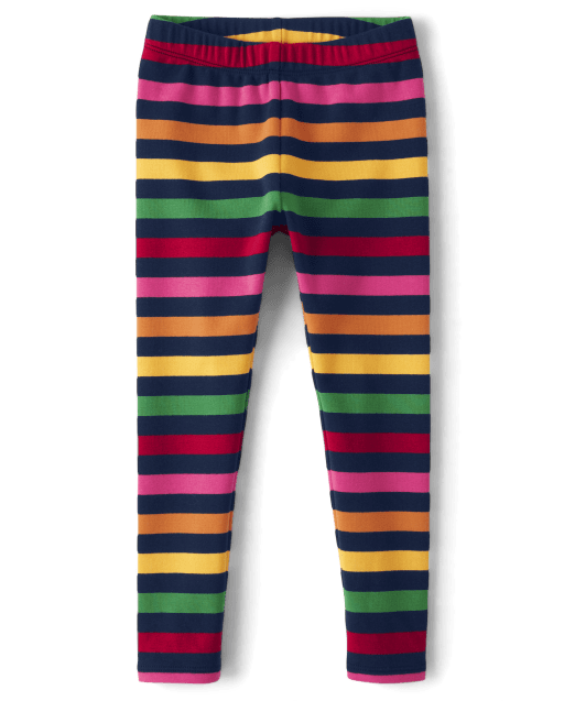 Teen Girls Rainbow Striped Knit Leggings