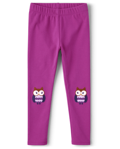 Girls Applique Owl Knit Leggings - Magical Meadow