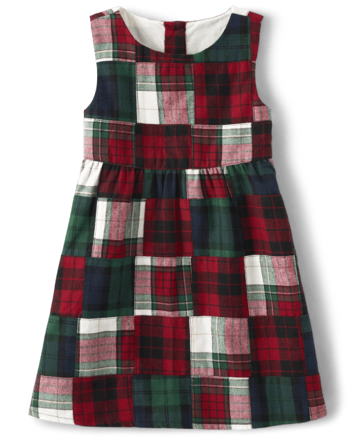 open lace back dress Vintage Woven Plaid Jumper Dress main image 1