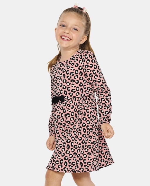 Girls Long Sleeve Leopard Knit Ruffle Dress Ladies And Gentlemen STRAWBERRYCREAM Gymboree CA