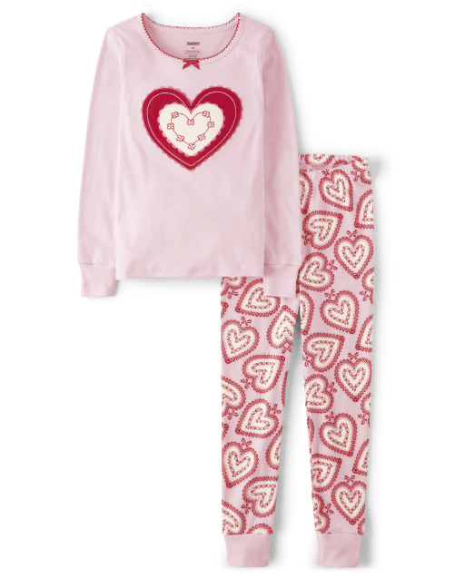 Girls Long Sleeve Sweetheart Snug Fit Cotton Pajamas Gymmies PINK Gymboree CA