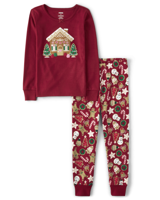 Unisex Long Sleeve Reindeer Snug Fit Cotton 2-Piece Pajamas