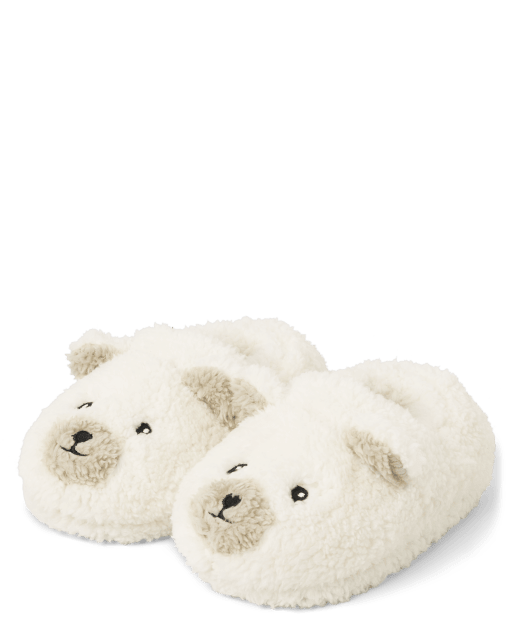 Unisex Matching Family Polar Bear Slippers White