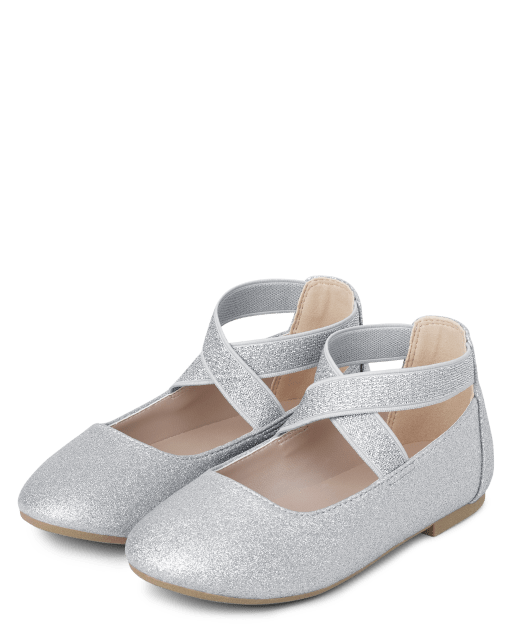 Girls silver cheap ballet flats