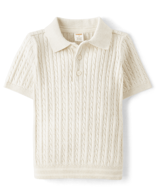 Boys Short Sleeve Cable Knit Sweater Polo - Signs of Spring
