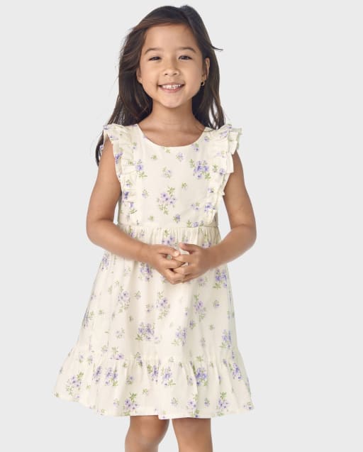 Girls Short Sleeve Floral Print Woven Tiered Dress - Homegrown by Gymboree