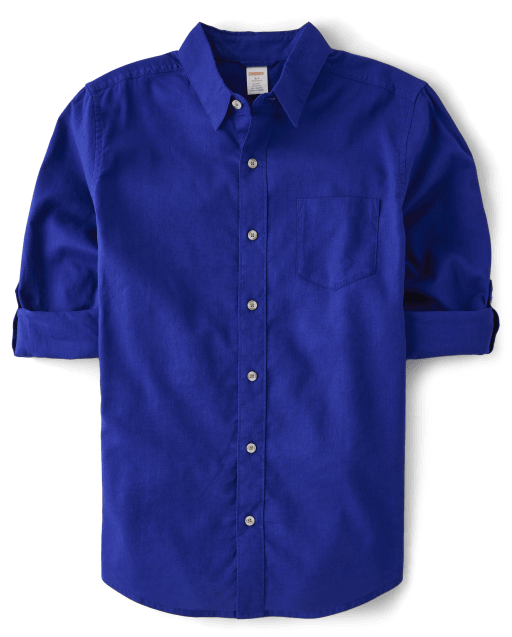 Mens Dad And Me Long Sleeve Linen-Blend Button Up Shirt - BLUE | Gymboree