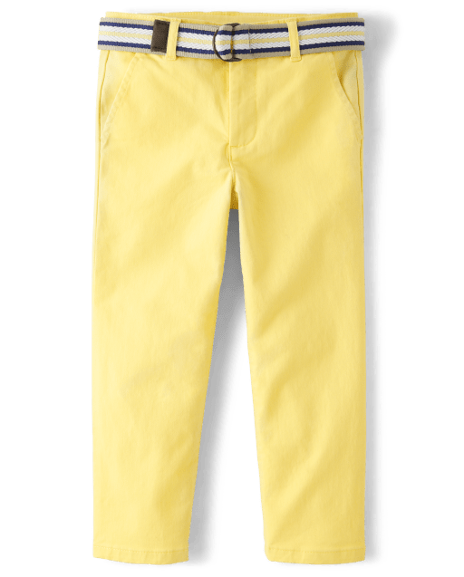 Boys Belted Twill Woven Chino Pants - YELLOW | Gymboree