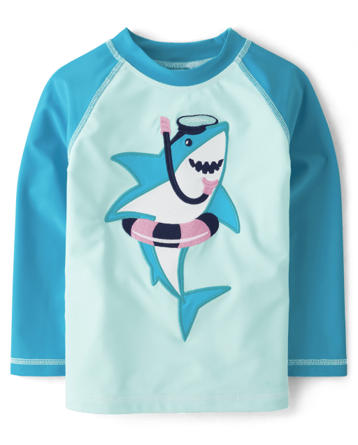Boys Shark Rash Guard Swimsuit Set - Long Sleeve Quick-Dry Swim Top & Pants, UPF Sun Protection Swimwear