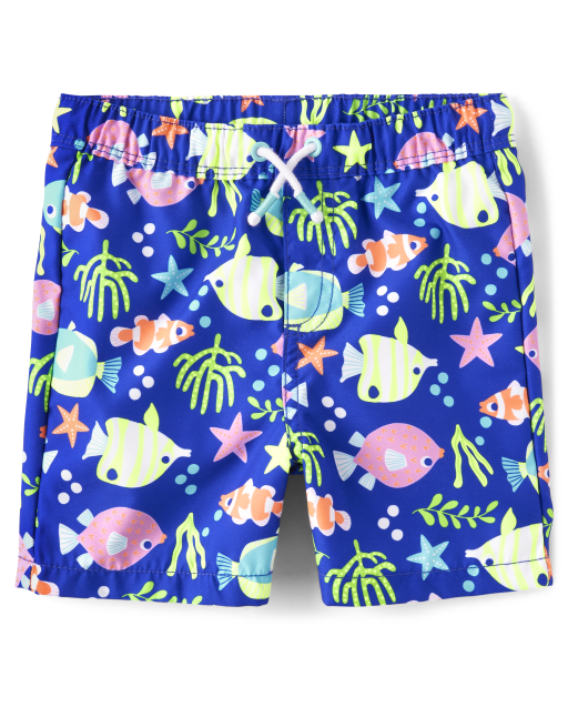 Boys Fish Swim Trunks Splish Splash BLUE Gymboree