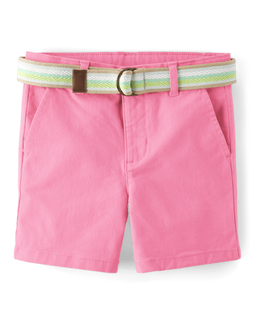 Boys Belted Chino Shorts - Seaside Palms - PINK | Gymboree