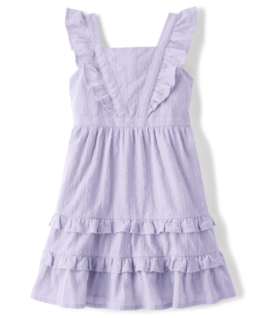 Girls Short Sleeve Ruffle Dress Little Essentials PALESTPURP Gymboree CA