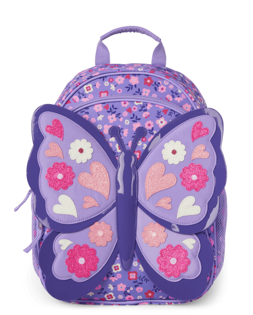Girls Glitter Butterfly Backpack Uniform Multi