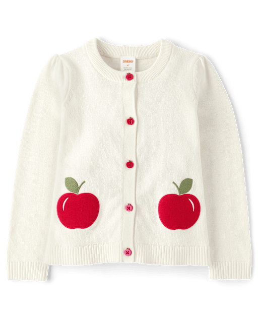Girls Long Sleeve Embroidered Apple Cardigan Classroom Cutie BUNNYS TAIL Gymboree CA