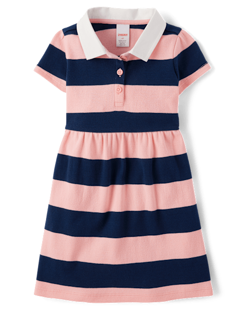 Girls Mixed Stripes Cotton Polo Dress