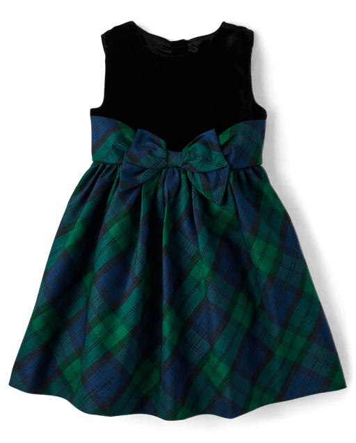 Girls Sleeveless Plaid Velvet Fit And Flare Dress All Dressed Up BLACK Gymboree CA