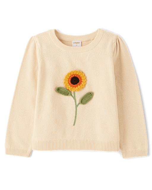 Girls Long Sleeve Embroidered Sunflower Sweater Autumn Adventures FRAPPE Gymboree CA
