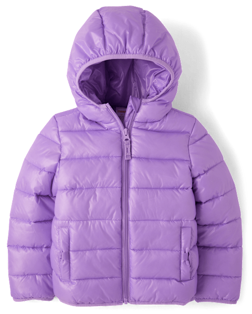 Girls Long Sleeve Quilted Puffer Jacket Little Essentials PURPLE Gymboree