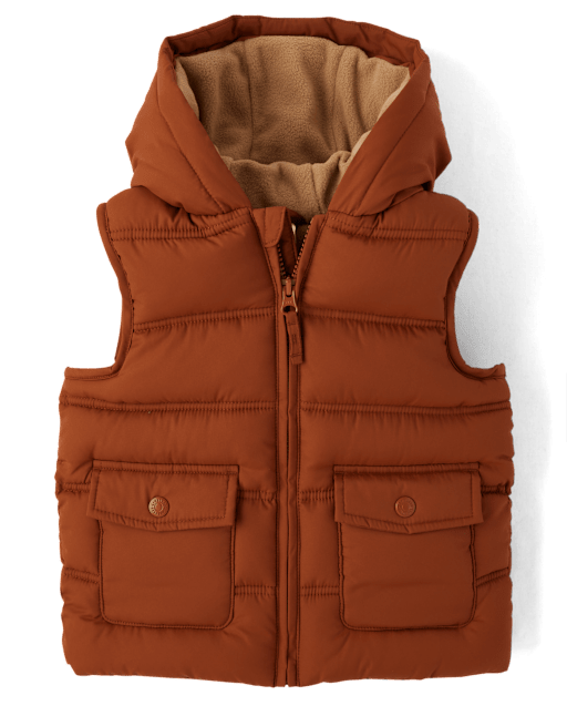 Boys Sleeveless Quilted Puffer Vest Little Essentials RIO RUST Gymboree