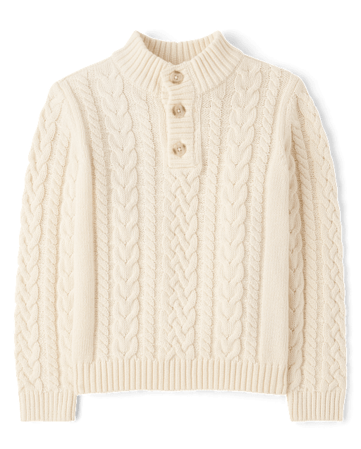 Boys Long Sleeve Cable Knit Turtleneck Sweater All Dressed Up HALO WHITE Gymboree