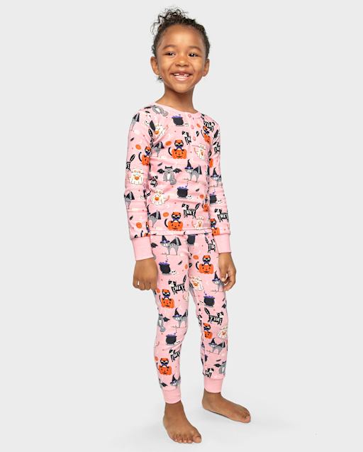 Girls Halloween Henley Snug Fit Cotton Pajamas Gymmies Pink