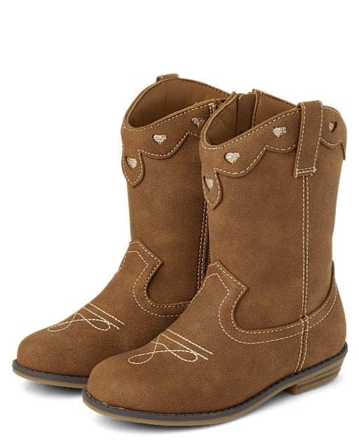 Girls Glitter Heart Cowgirl Boots Little Essentials TAN Gymboree