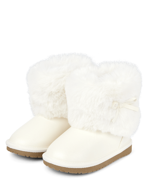 Girls Faux Fur Boots Little Snowflake WHITE Gymboree