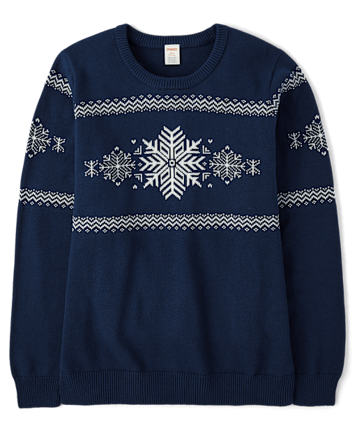 Womens Matching Family Long Sleeve Snowflake Knit Sweater Holiday Express BLUE Gymboree