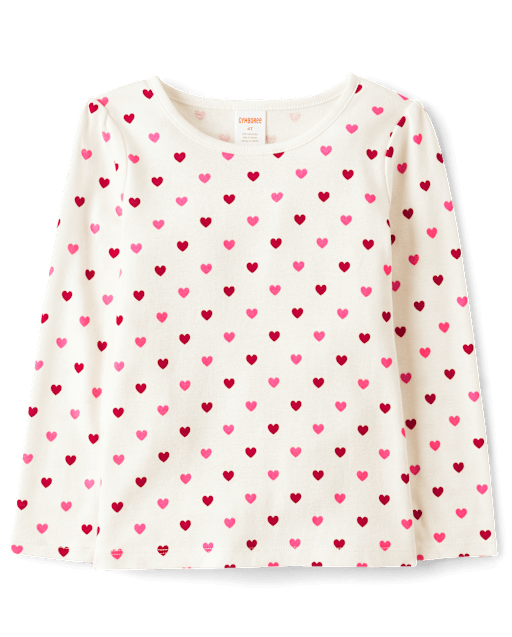Girls Long Sleeve Heart Top - Mini Valentine - WHITE | Gymboree