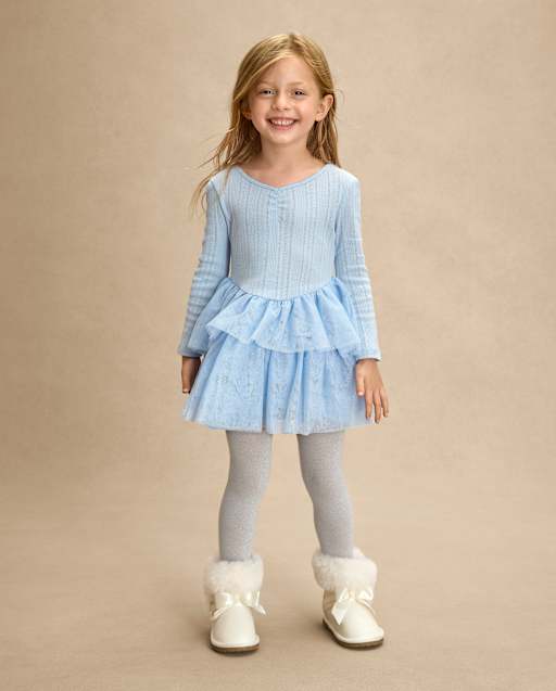 knee length dresses for ladies Moonbun Girls Long-Sleeve Tutu Dress, Pink(Size 4T) main image 1