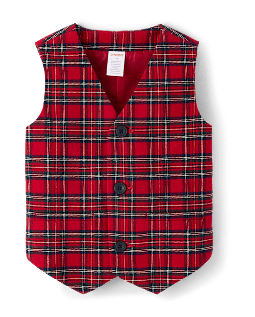 Boys Sleeveless Plaid Vest - Royal Christmas - RED | Gymboree