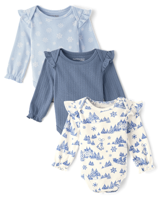 Snowflake Flutter Bodysuit 3 Pack