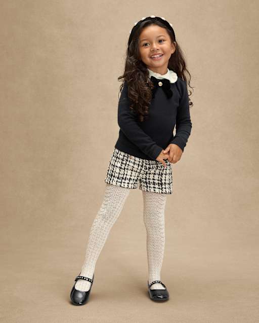 Girls Plaid Button Tweed Shorts - Petit Paris - CREAM | Gymboree
