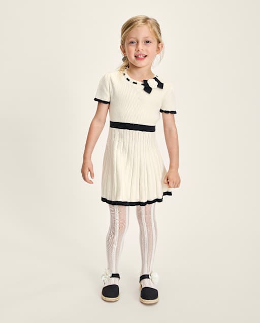 Gymboree | Girls | Contrast Pleated Sweater Dress - Petit Paris in White | Size 3T | Nylon